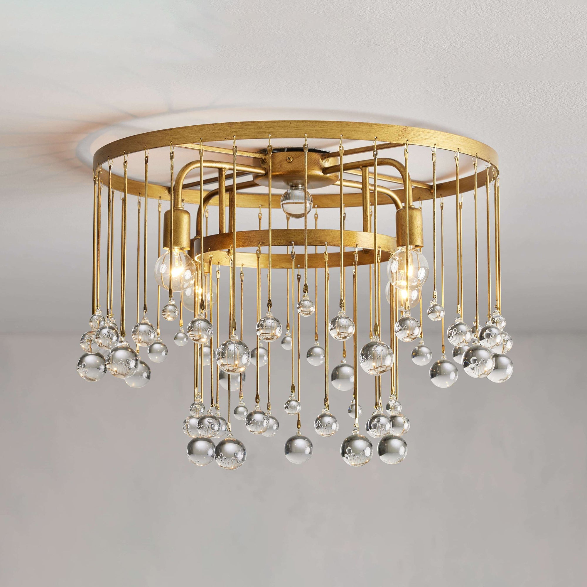 Fljotuvyo Postmodern Luxury Brass Crystal Flush Mount Ceiling Lamp