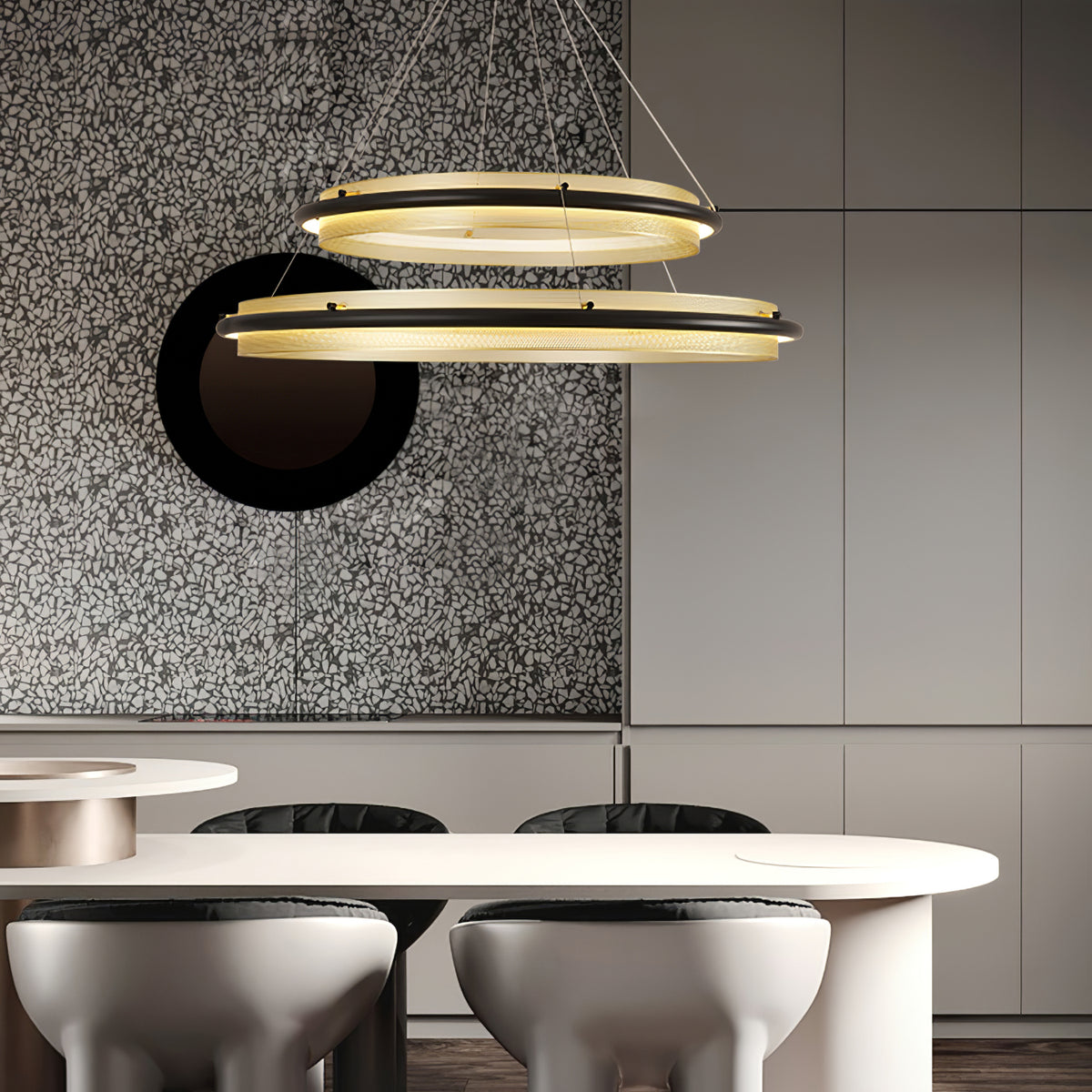 Himinuvyo Modern Minimalist LED Acrylic Metal Chandelier