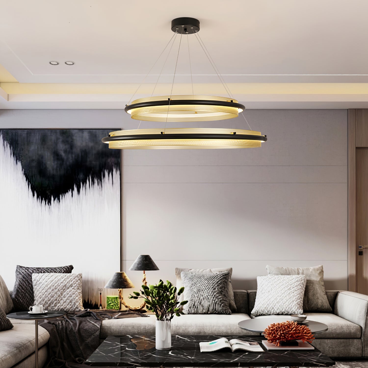 Himinuvyo Modern Minimalist LED Acrylic Metal Chandelier