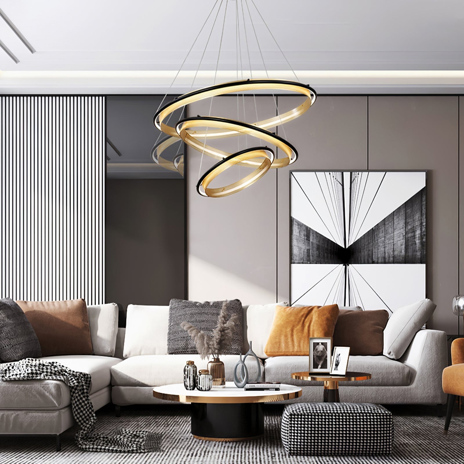 Himinuvyo Modern Minimalist LED Acrylic Metal Chandelier