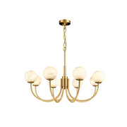 Mjolkuvys Modern Minimalist Globe Brass Alabaster Chandelier