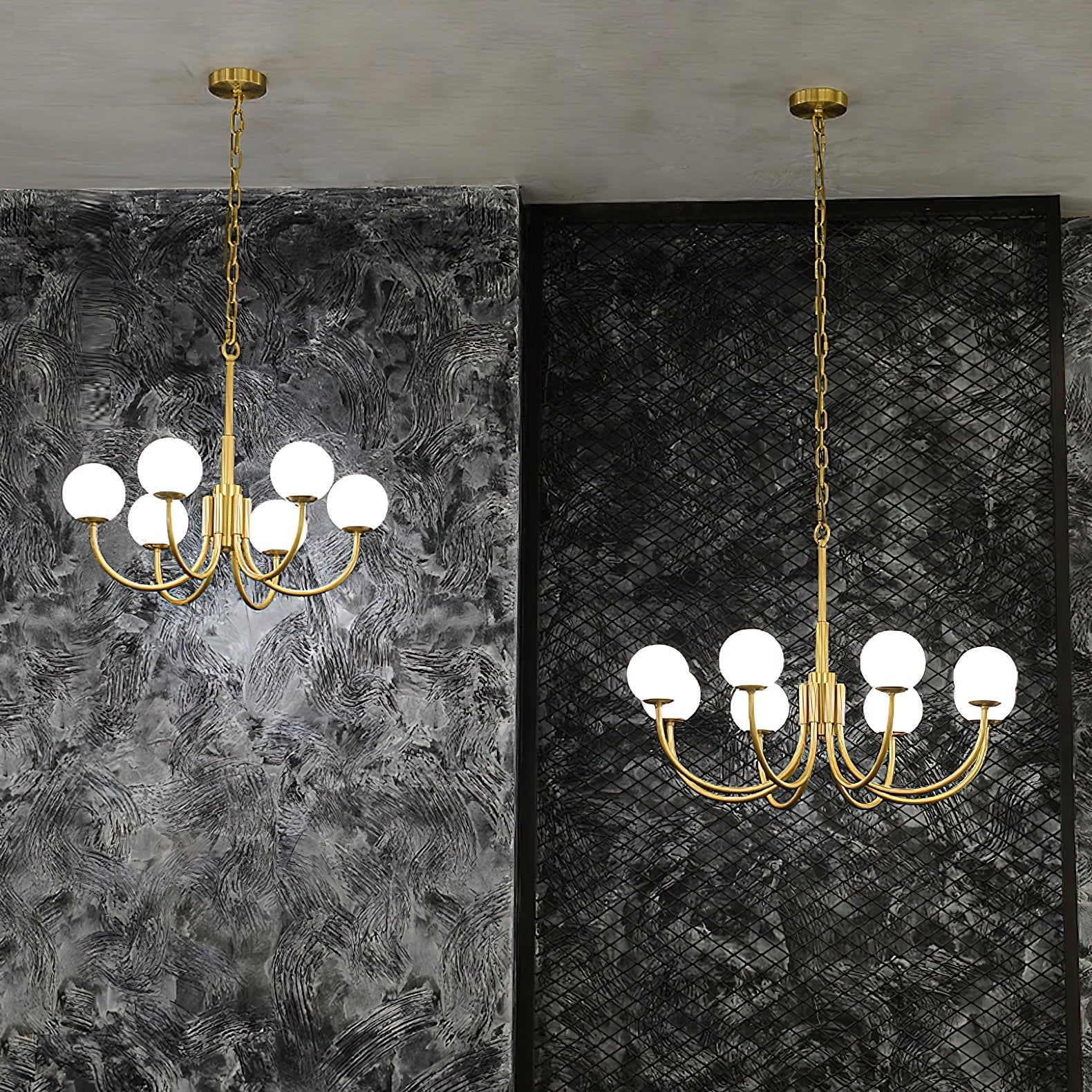 Mjolkuvys Modern Minimalist Globe Brass Alabaster Chandelier