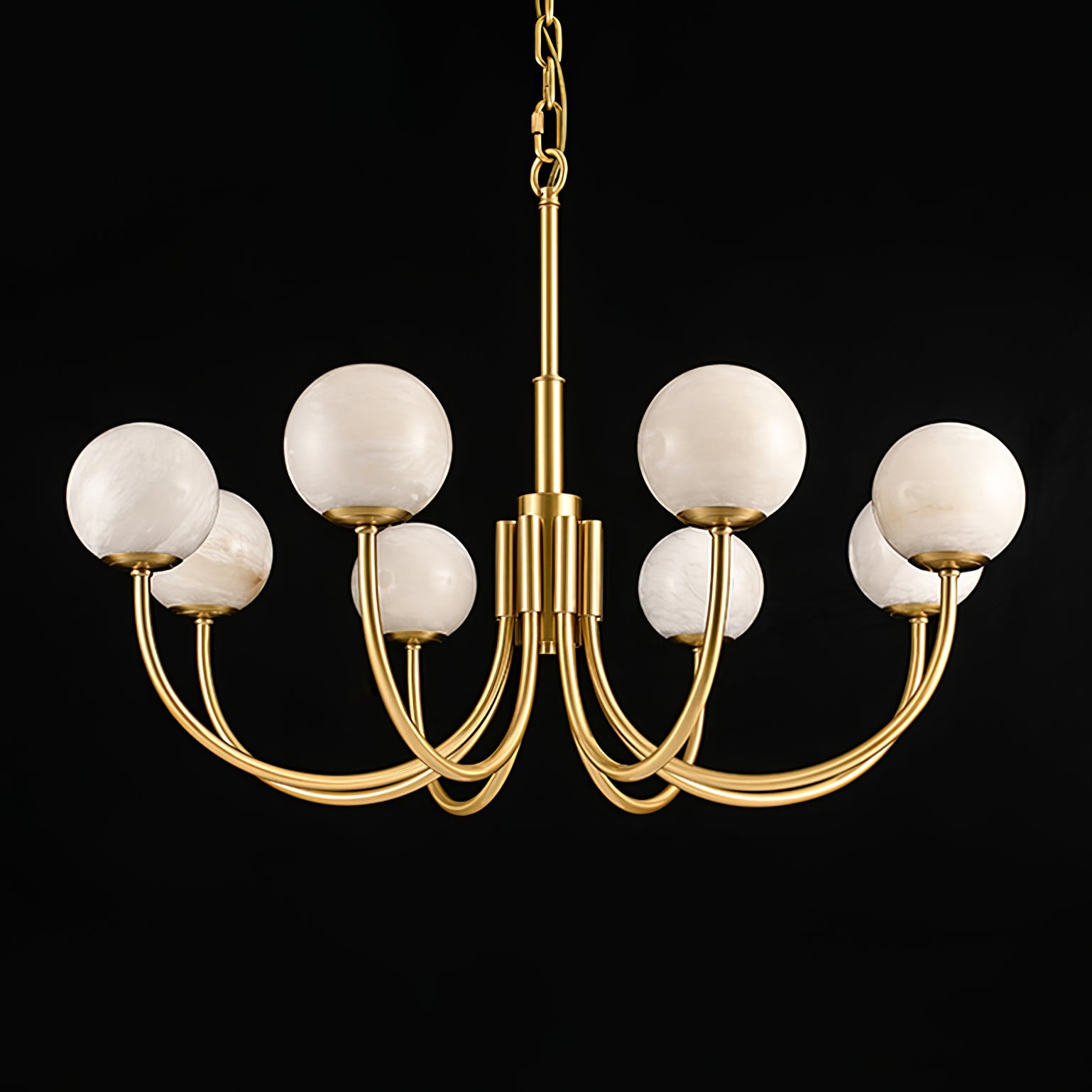 Mjolkuvys Modern Minimalist Globe Brass Alabaster Chandelier