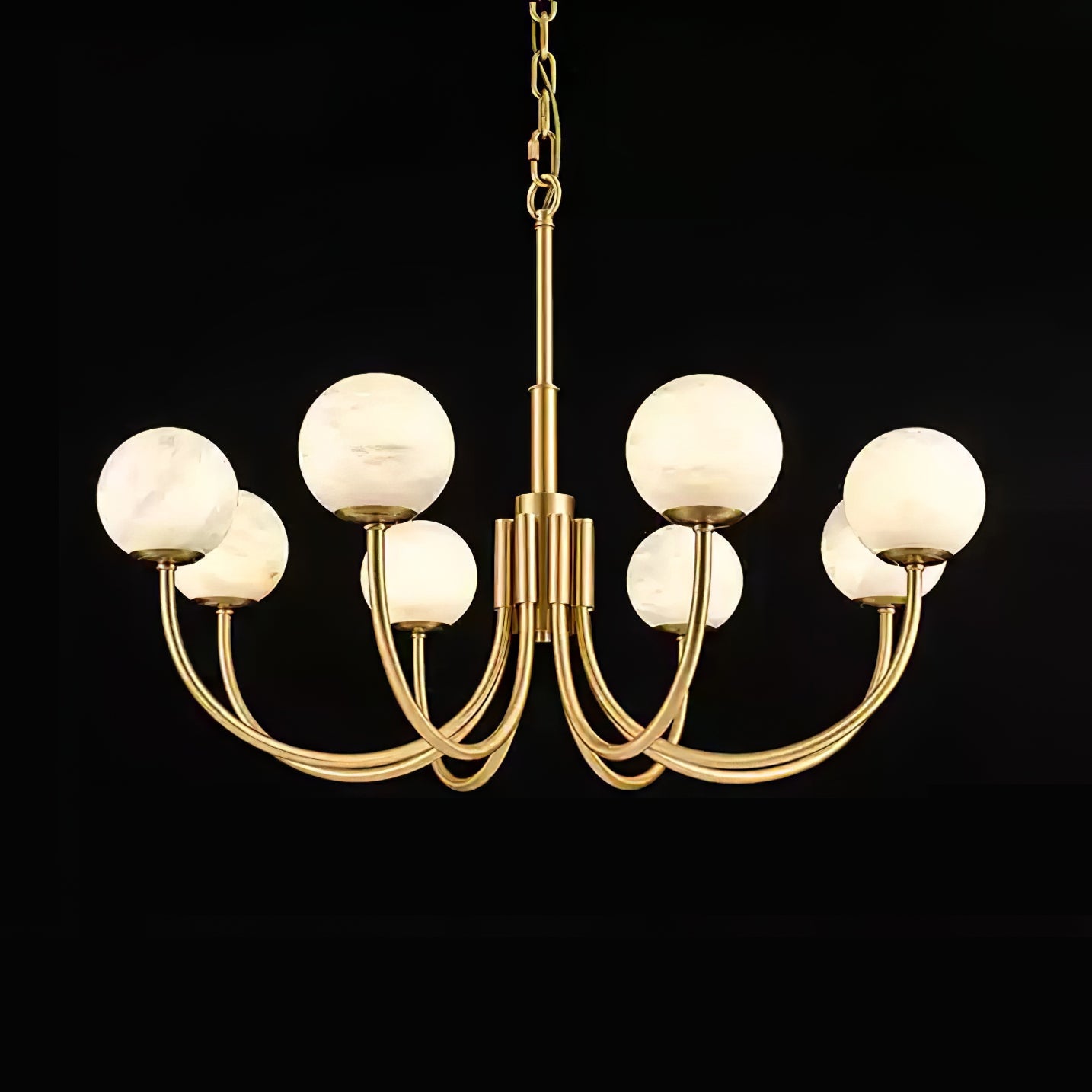 Mjolkuvys Modern Minimalist Globe Brass Alabaster Chandelier