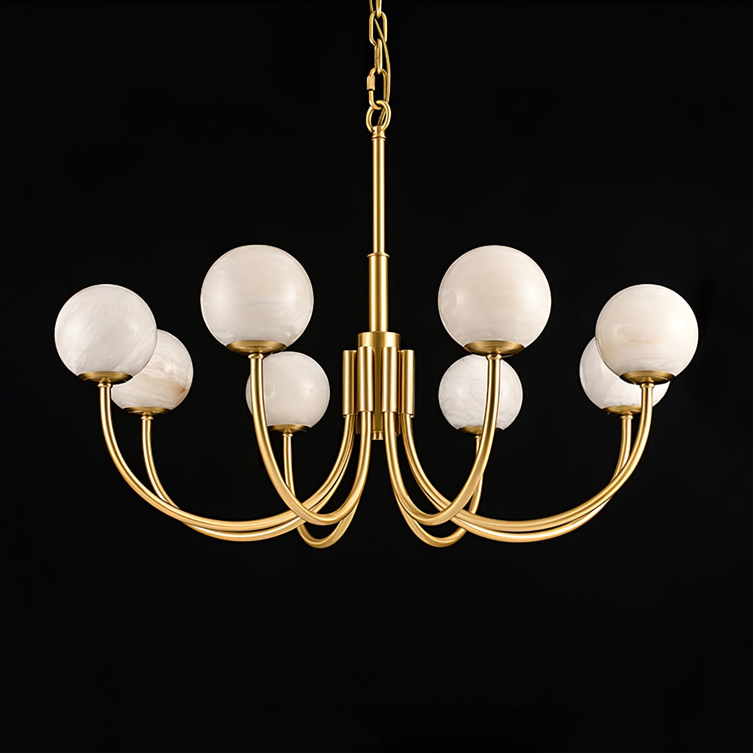 Mjolkuvys Modern Minimalist Globe Brass Alabaster Chandelier