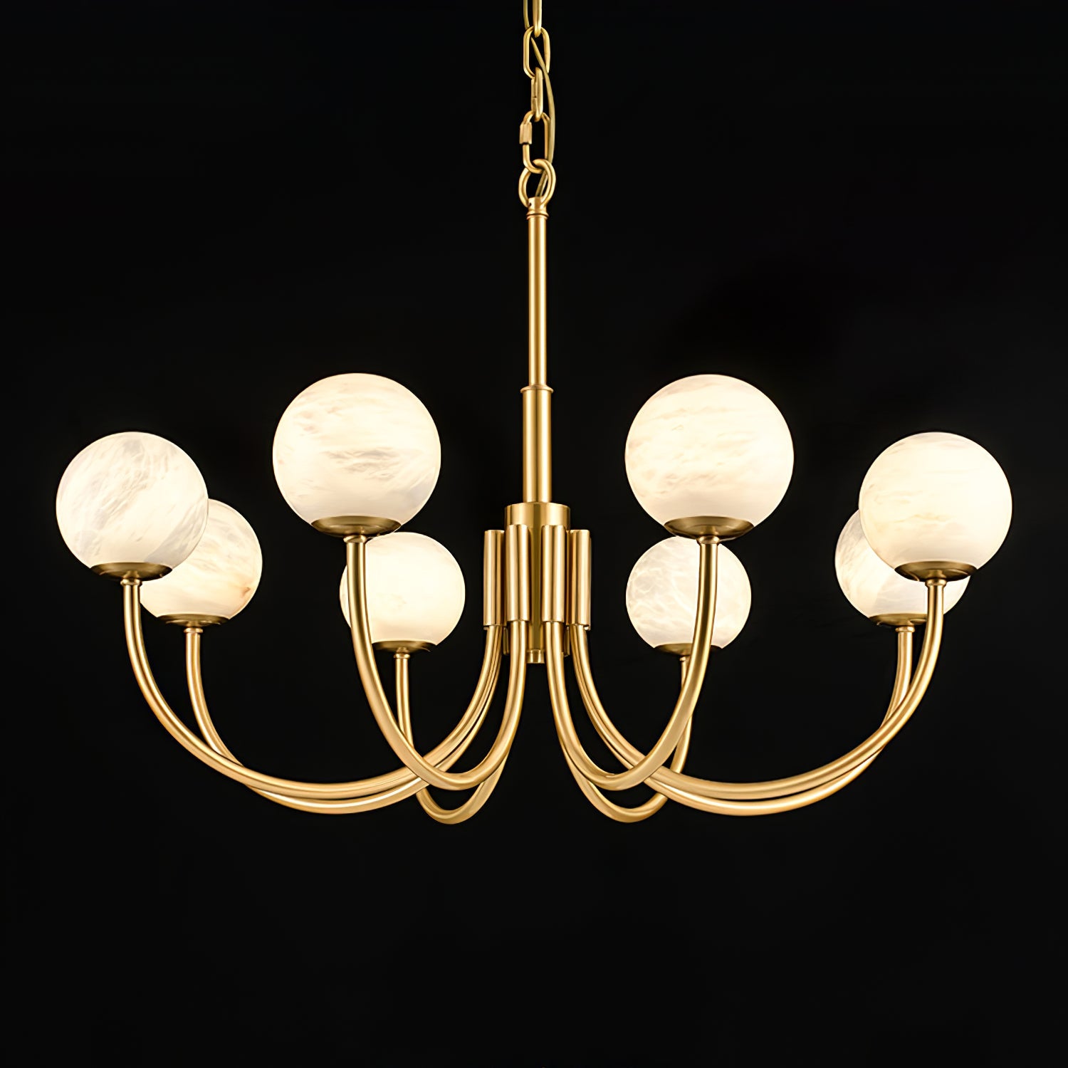 Mjolkuvys Modern Minimalist Globe Brass Alabaster Chandelier