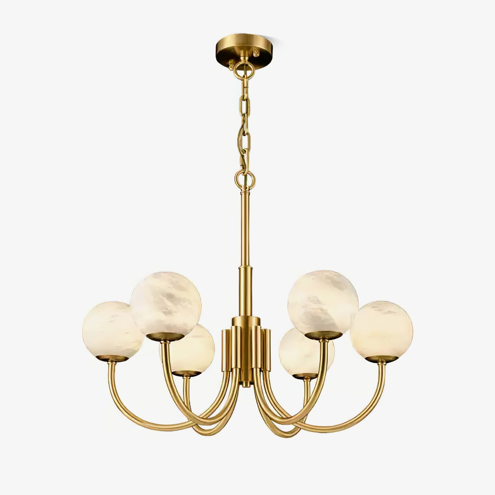 Mjolkuvys Modern Minimalist Globe Brass Alabaster Chandelier