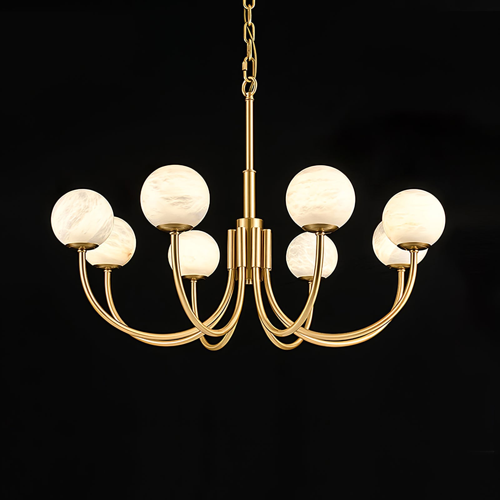 Mjolkuvys Modern Minimalist Globe Brass Alabaster Chandelier