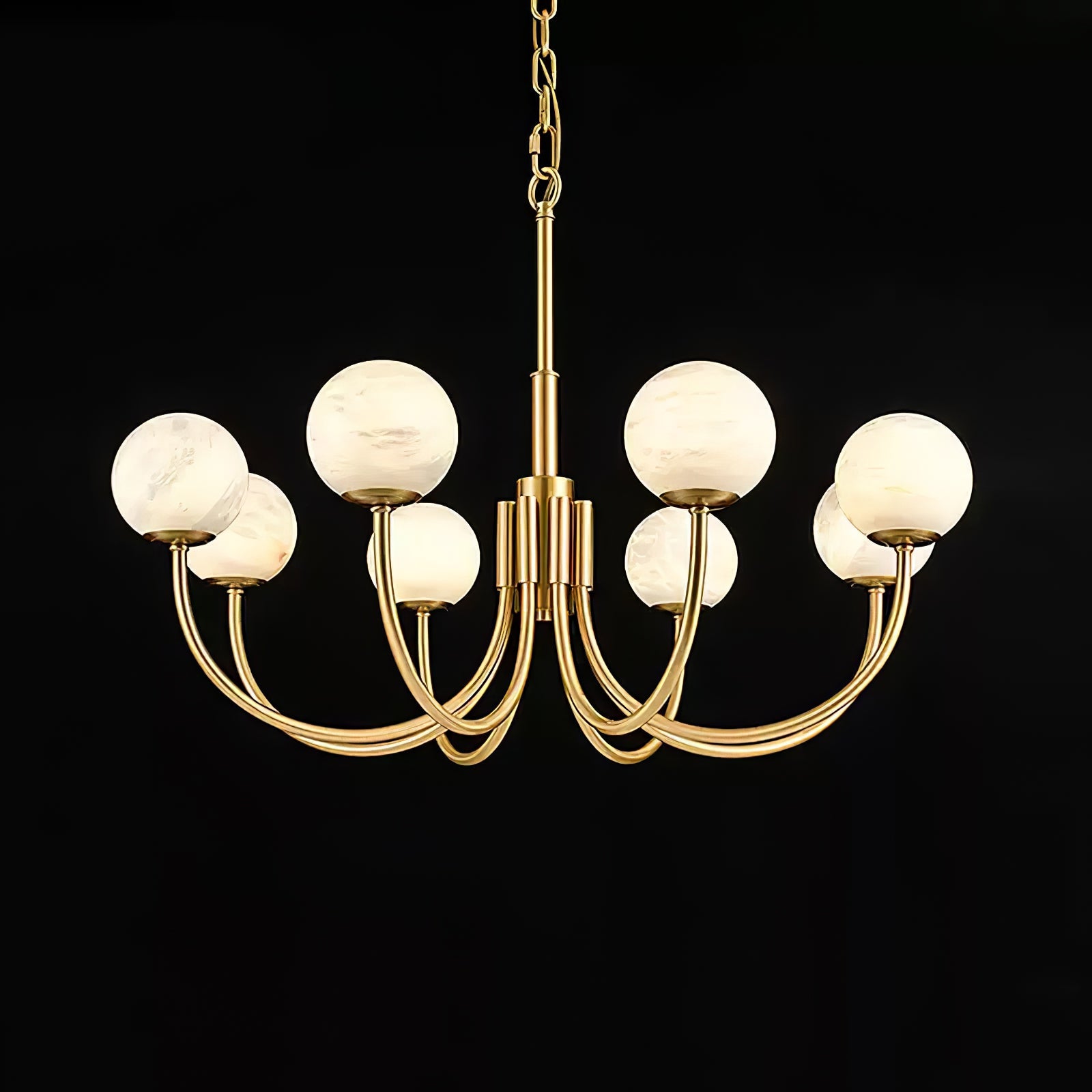 Mjolkuvys Modern Minimalist Globe Brass Alabaster Chandelier
