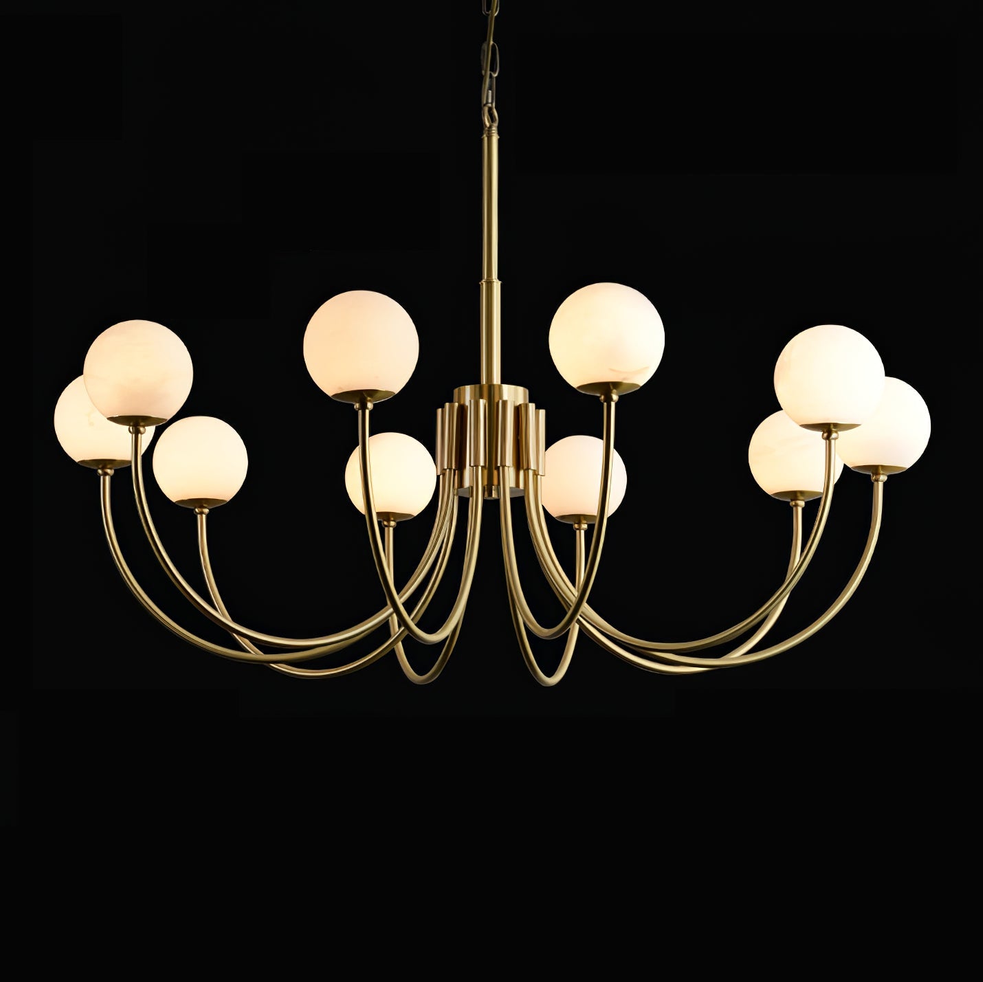 Mjolkuvys Modern Minimalist Globe Brass Alabaster Chandelier