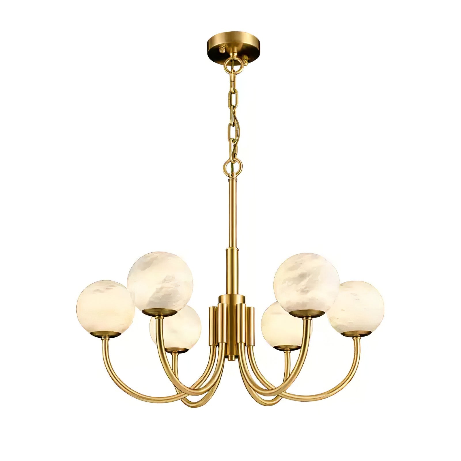 Mjolkuvys Modern Minimalist Globe Brass Alabaster Chandelier