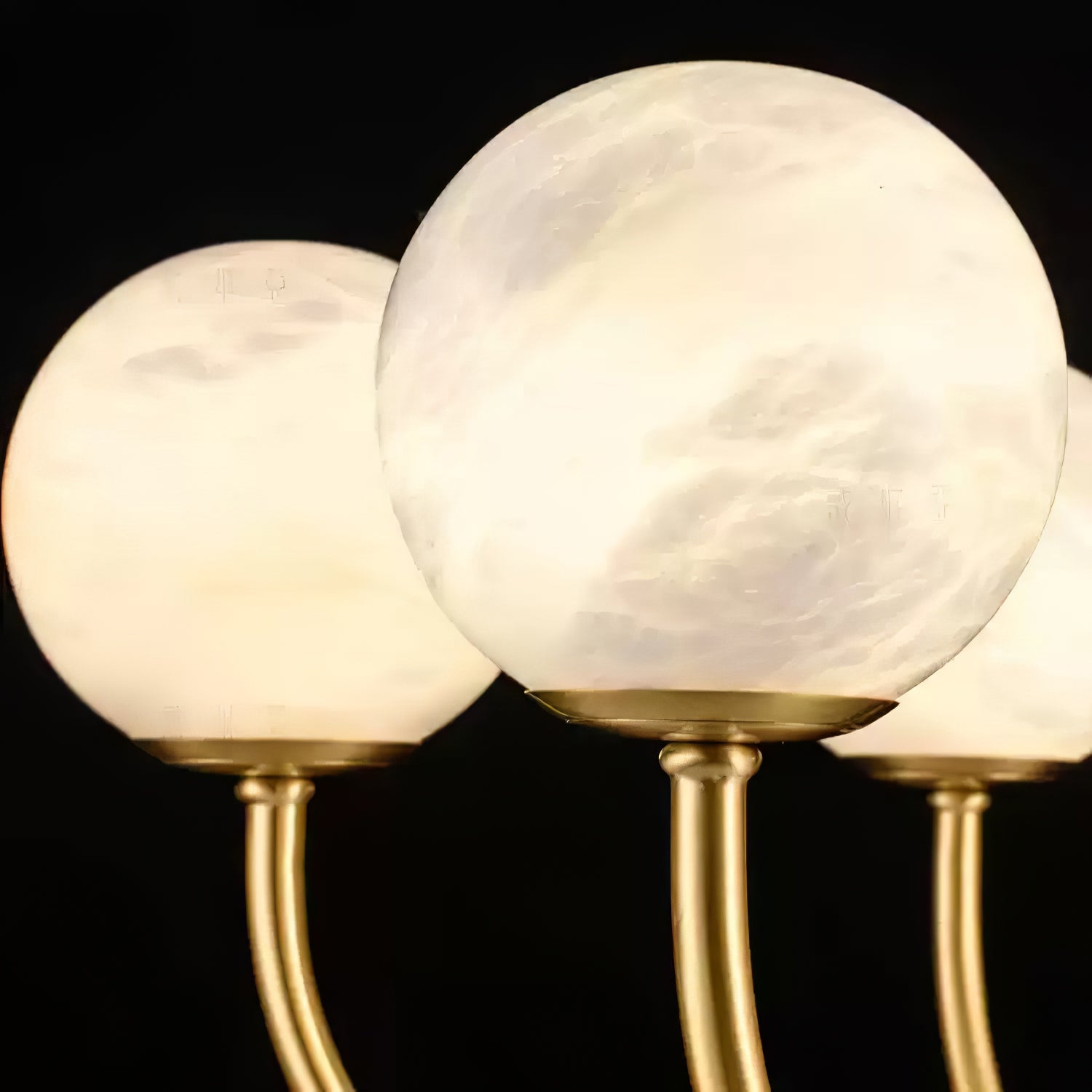 Mjolkuvys Modern Minimalist Globe Brass Alabaster Chandelier