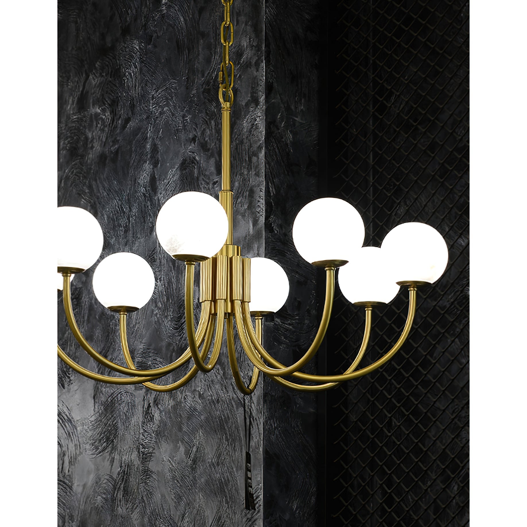Mjolkuvys Modern Minimalist Globe Brass Alabaster Chandelier