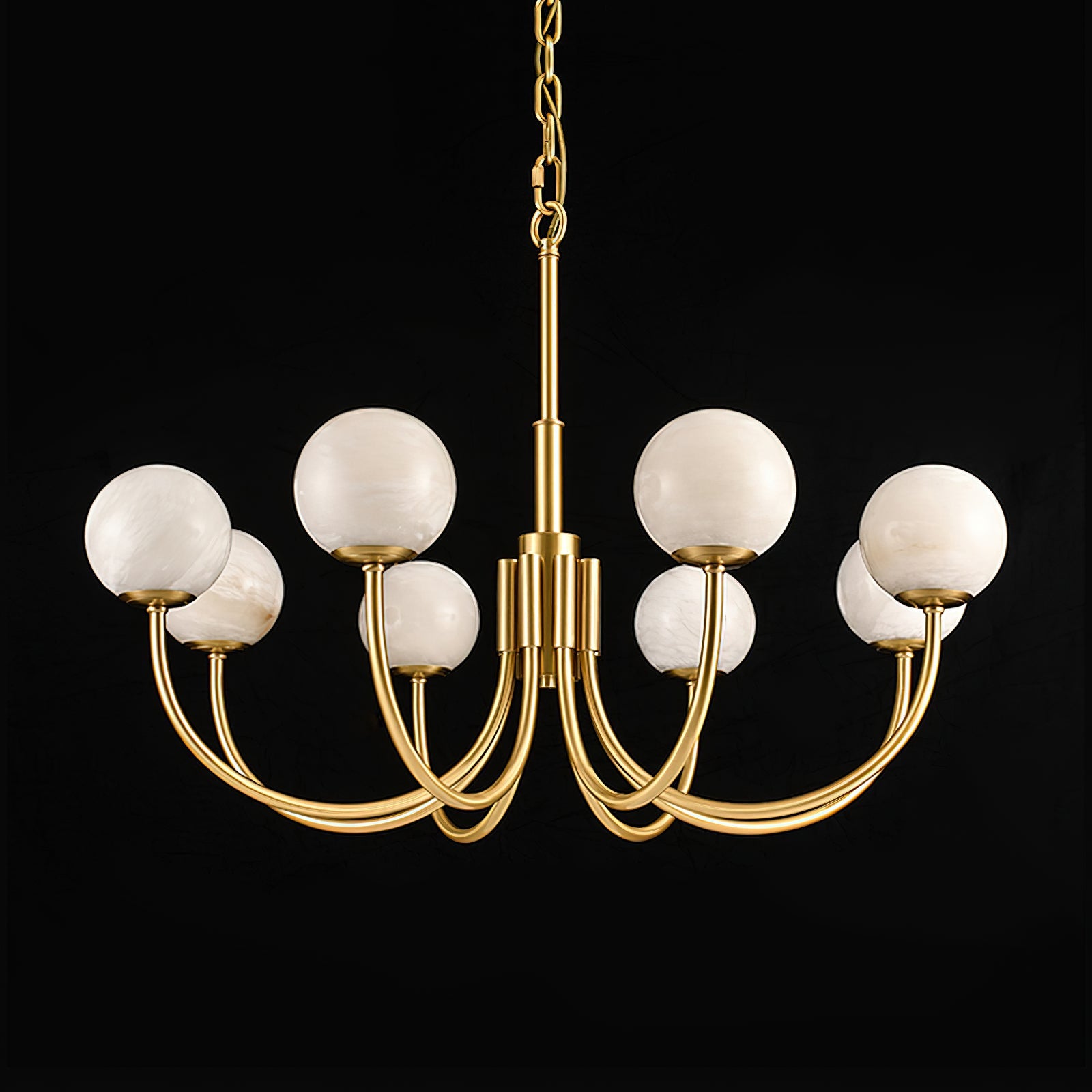 Mjolkuvys Modern Minimalist Globe Brass Alabaster Chandelier