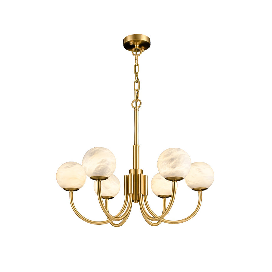 Mjolkuvys Modern Minimalist Globe Brass Alabaster Chandelier