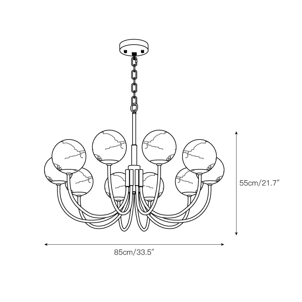 Mjolkuvys Modern Minimalist Globe Brass Alabaster Chandelier