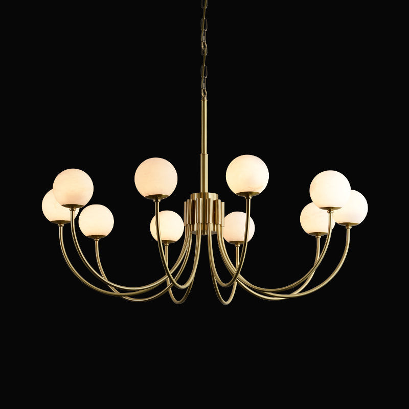 Mjolkuvys Modern Minimalist Globe Brass Alabaster Chandelier