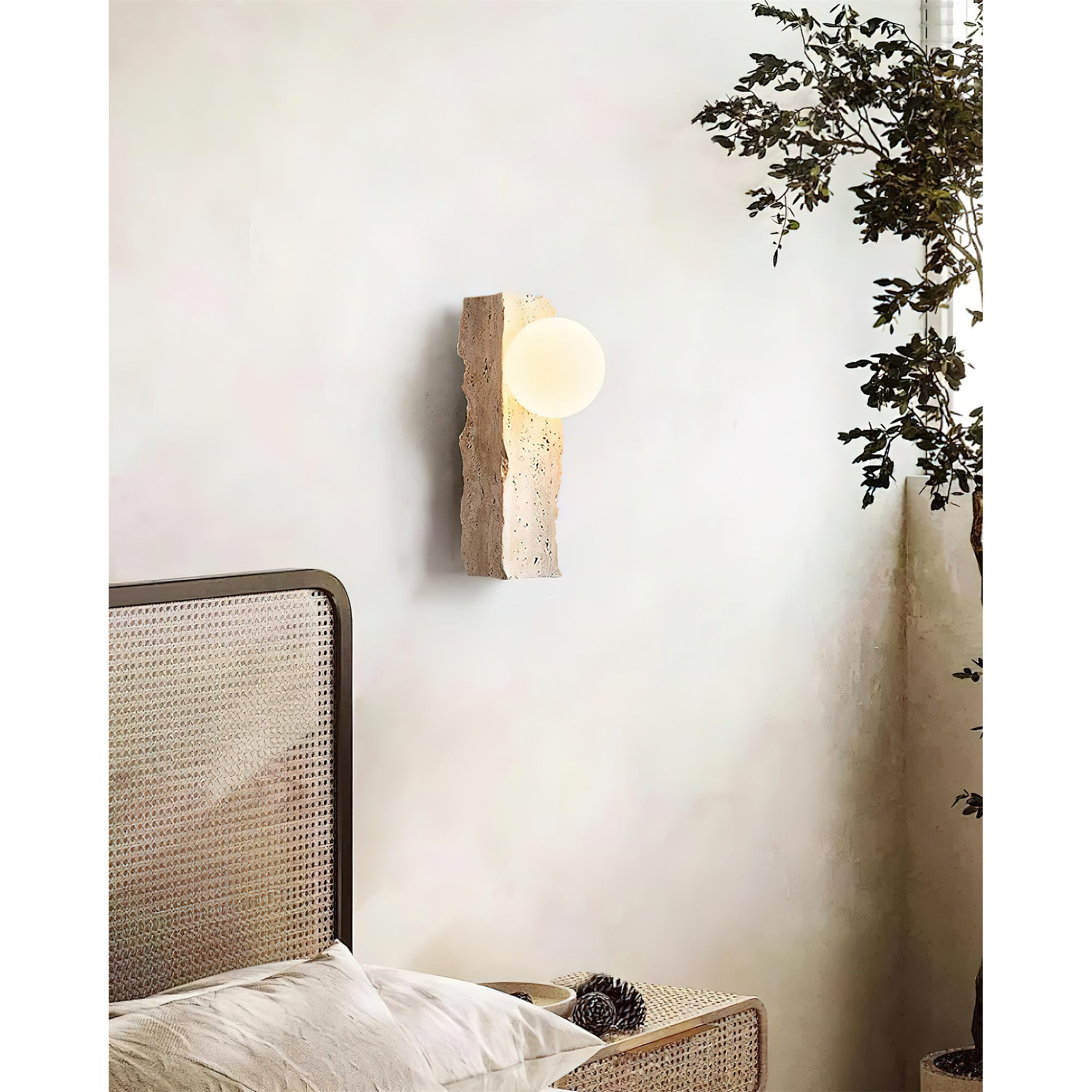 Aureum Modern Minimalist Glass Travertine Wall Lamp - Lamp Copper