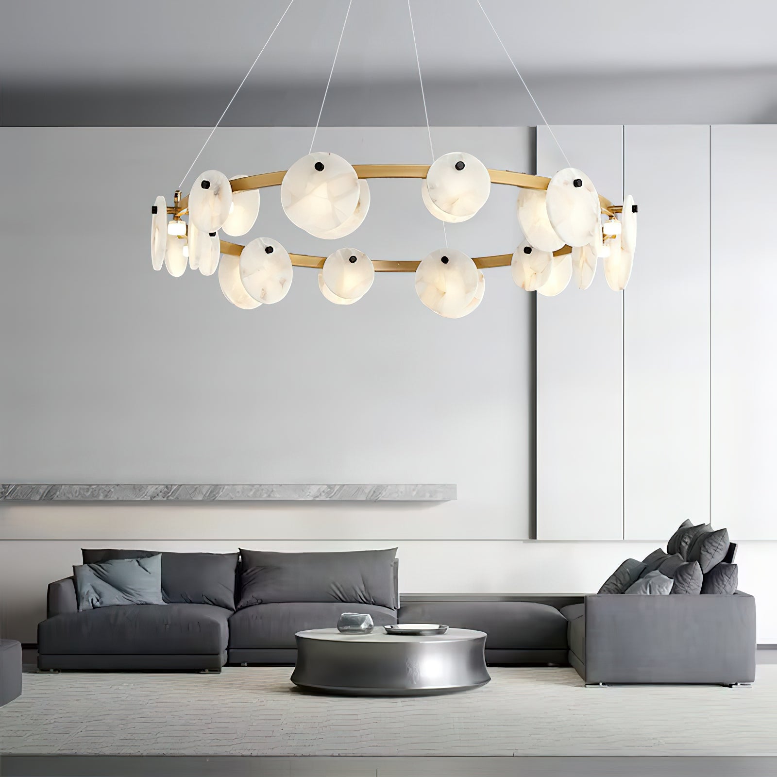 Ostruvys Postmodern Luxury Brass Alabaster Chandelier