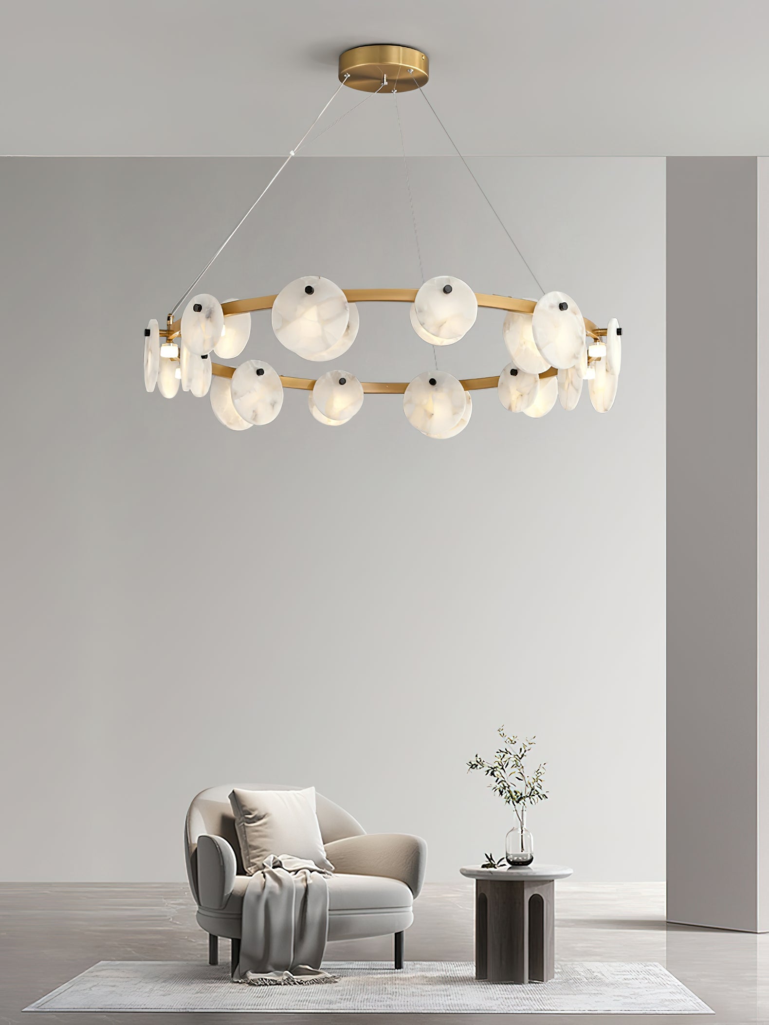Ostruvys Postmodern Luxury Brass Alabaster Chandelier