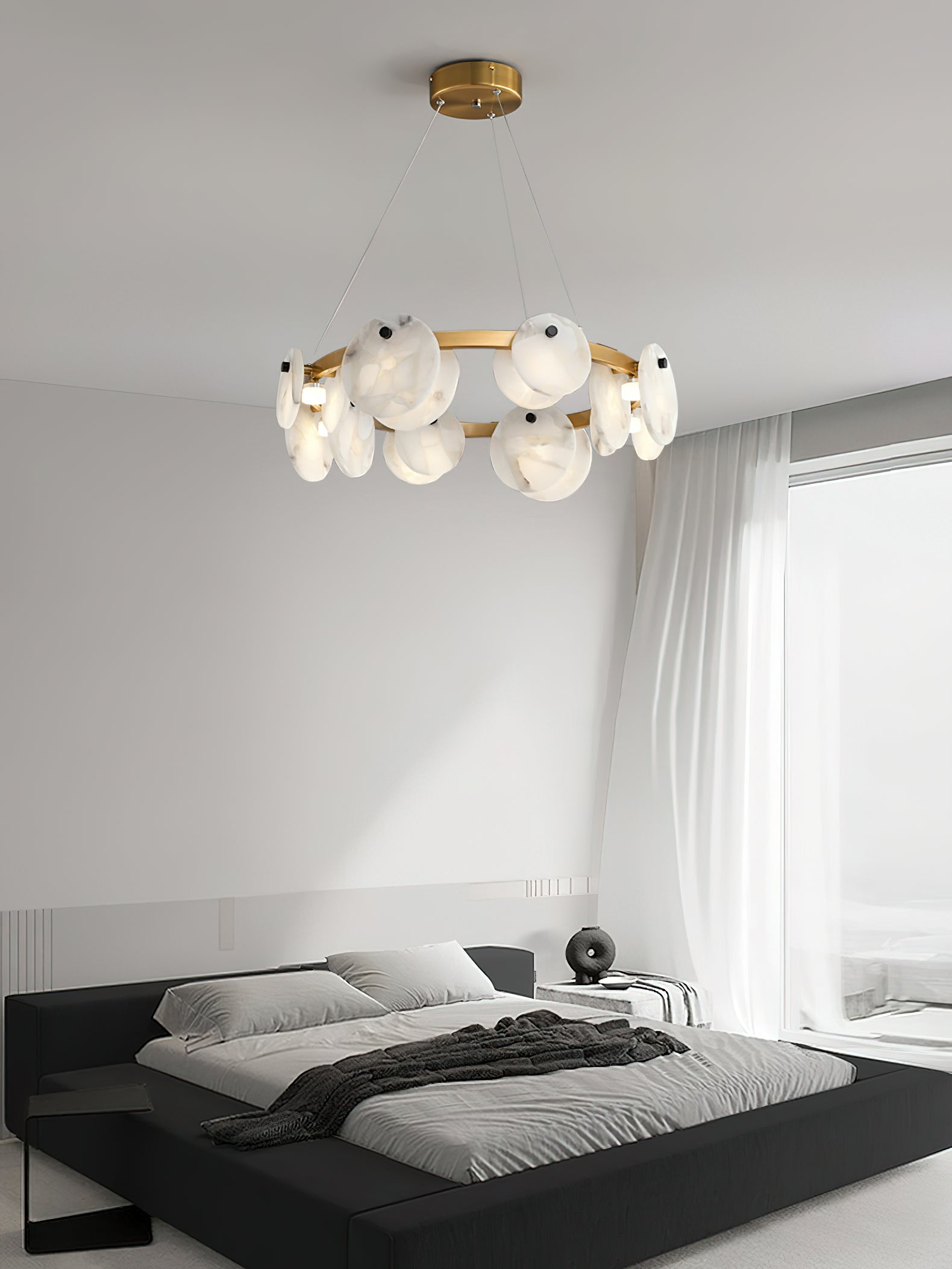 Ostruvys Postmodern Luxury Brass Alabaster Chandelier