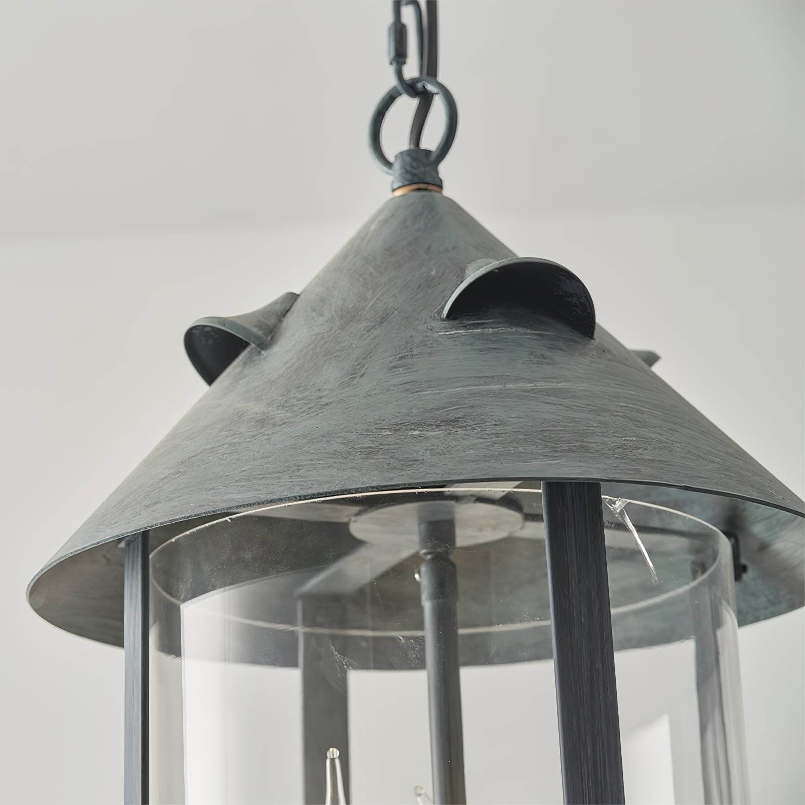Tinduvyh Vintage Industrial Metal Glass Lantern Pendant Lamp - Lamp Copper