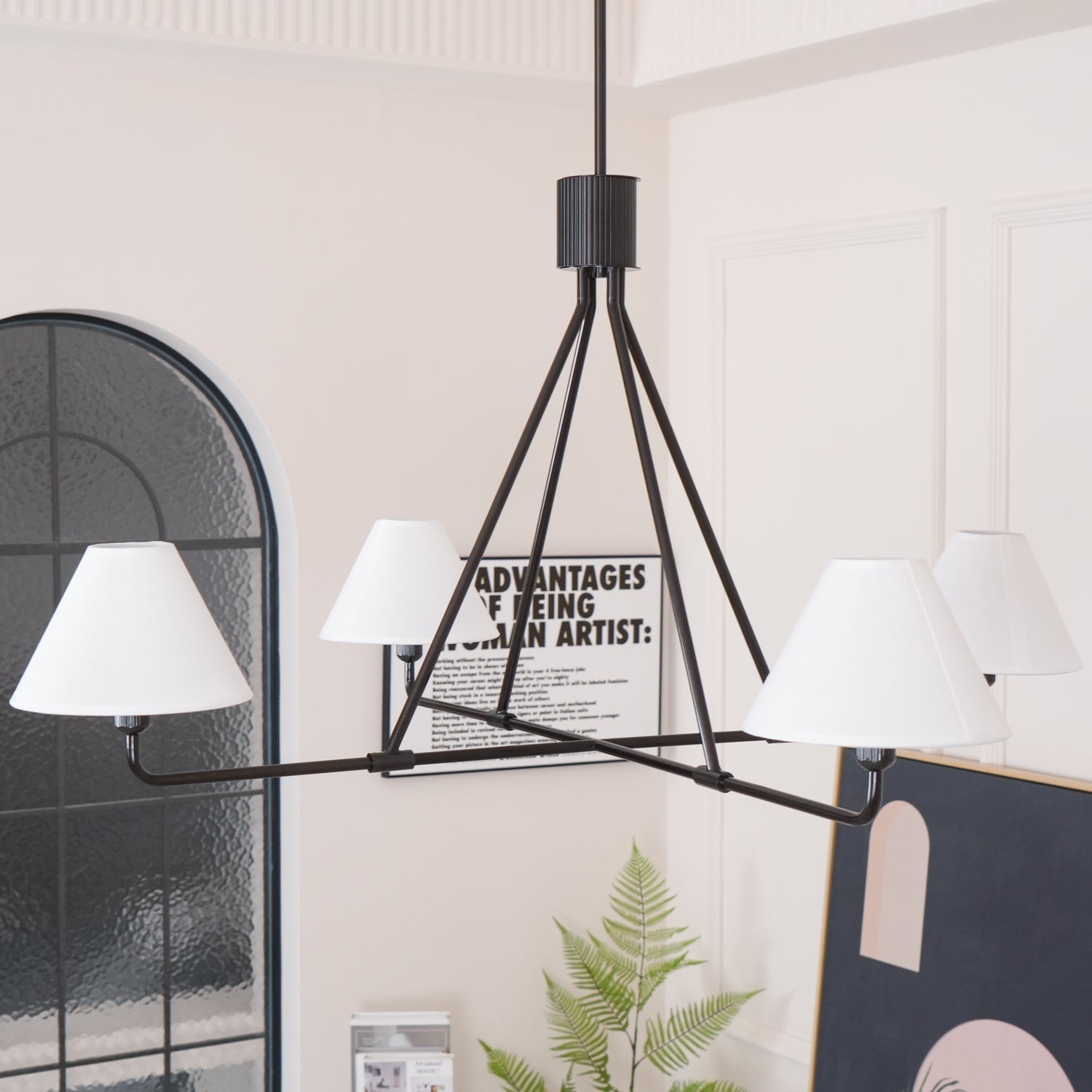 Ornuvyh Vintage Industrial Metal Fabric Chandelier