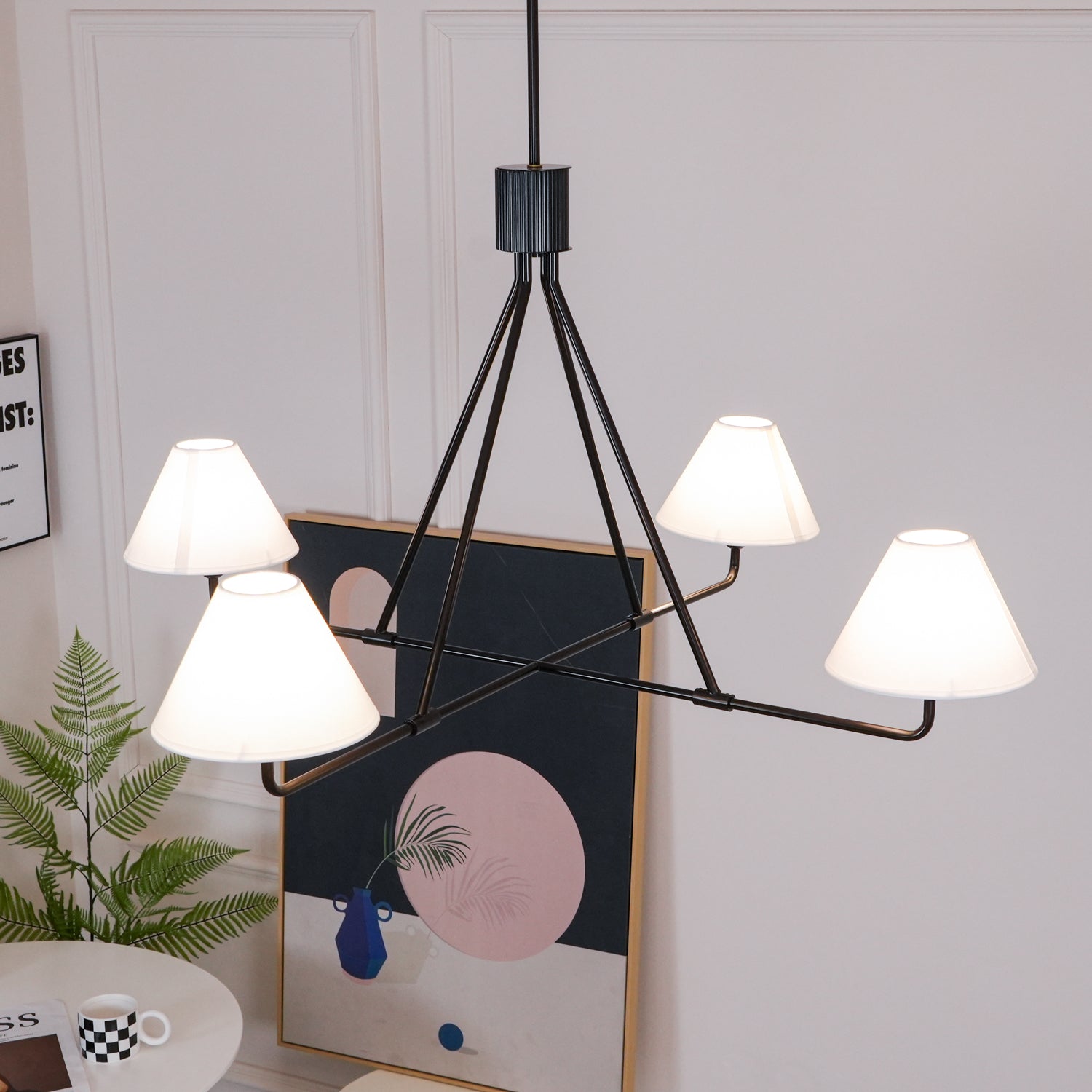 Ornuvyh Vintage Industrial Metal Fabric Chandelier