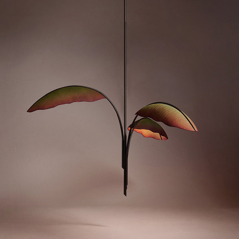 Rauduvyu Modern Minimalist Leaf Black Metal Chandelier