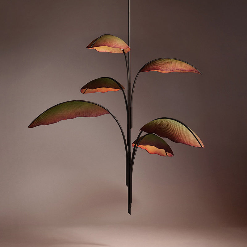 Rauduvyu Modern Minimalist Leaf Black Metal Chandelier