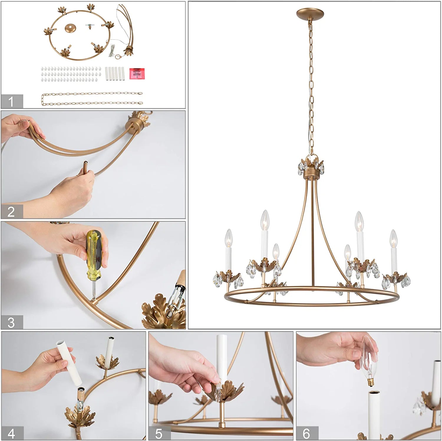Yrvuvyh Vintage Industrial Luxury Brass Crystal Chandelier