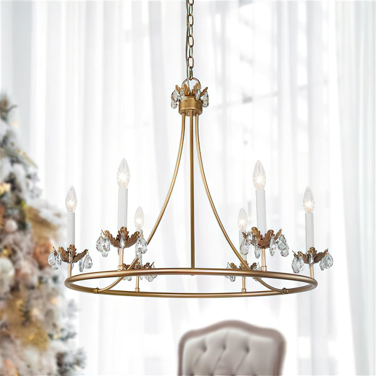 Yrvuvyh Vintage Industrial Luxury Brass Crystal Chandelier
