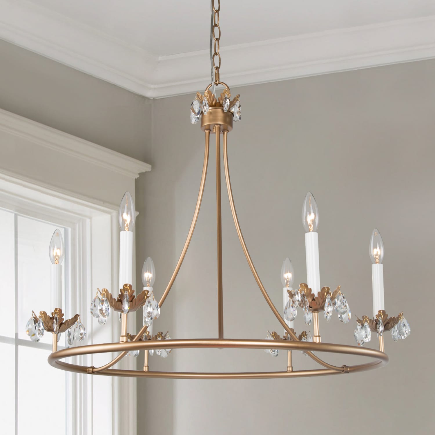 Yrvuvyh Vintage Industrial Luxury Brass Crystal Chandelier