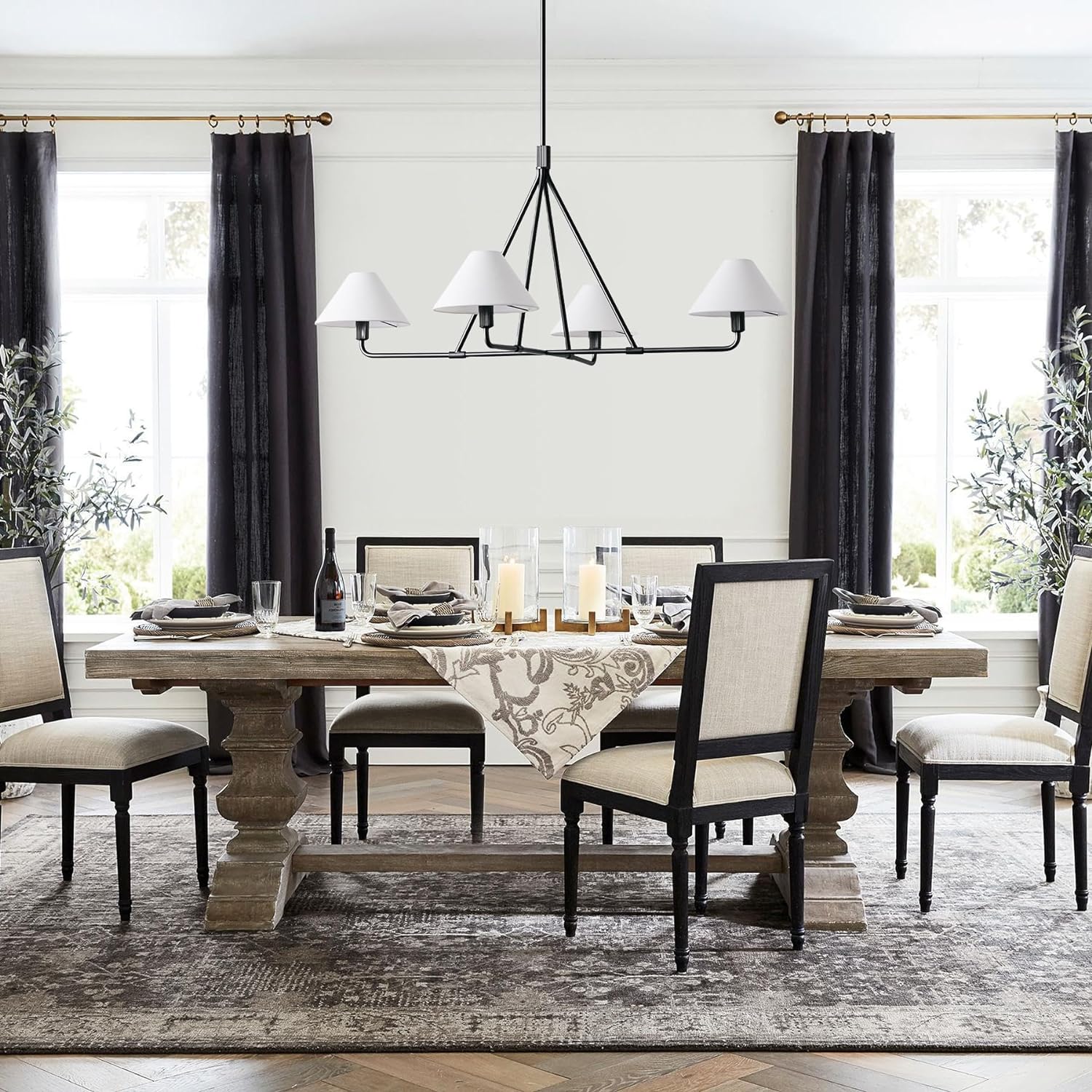 Ornuvyh Vintage Industrial Metal Fabric Chandelier