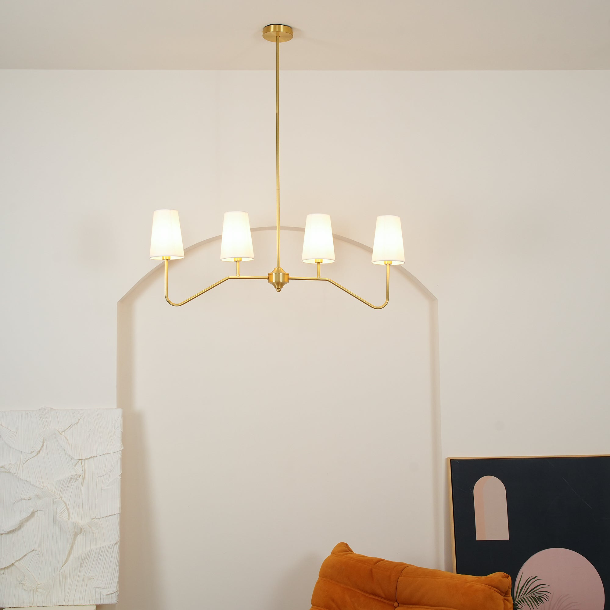 Avvenora Vintage Industrial Brass Fabric Pendant Lamp - Lamp Copper