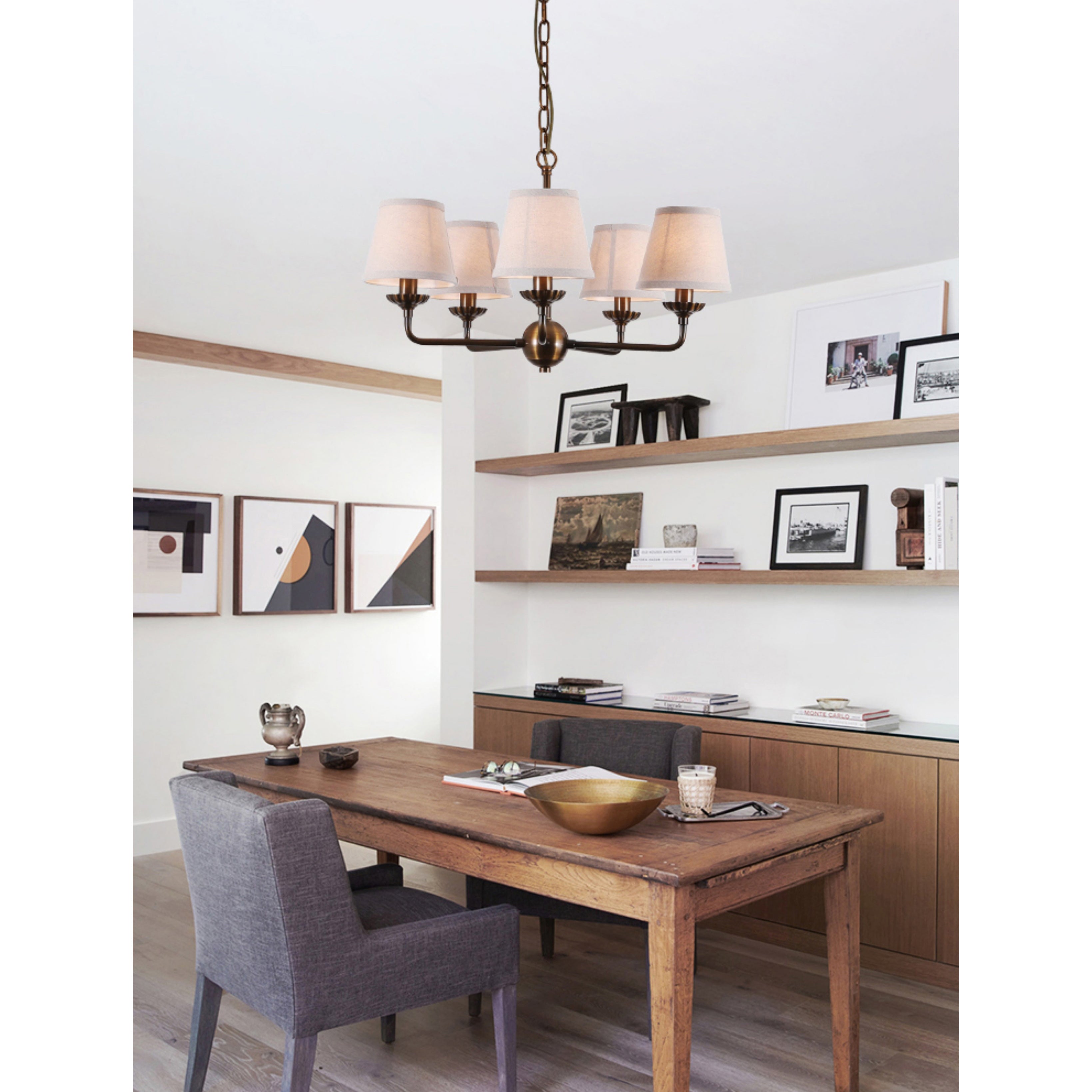 Gloruvyh Vintage Industrial Fabric Metal Chandelier