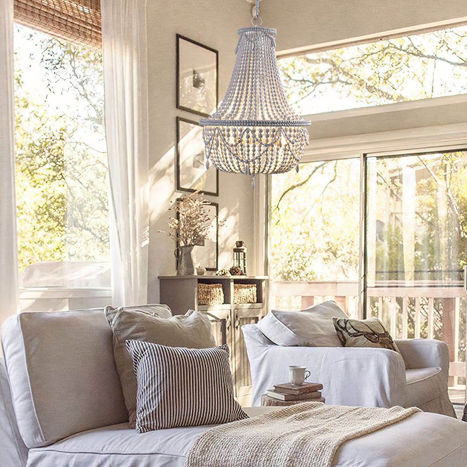 Eirikuvyu Postmodern Luxury Bead Metal Wood Chandelier