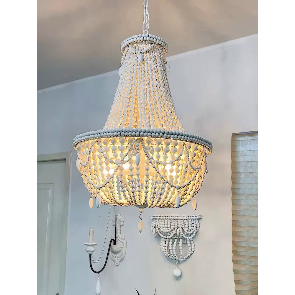 Eirikuvyu Postmodern Luxury Bead Metal Wood Chandelier