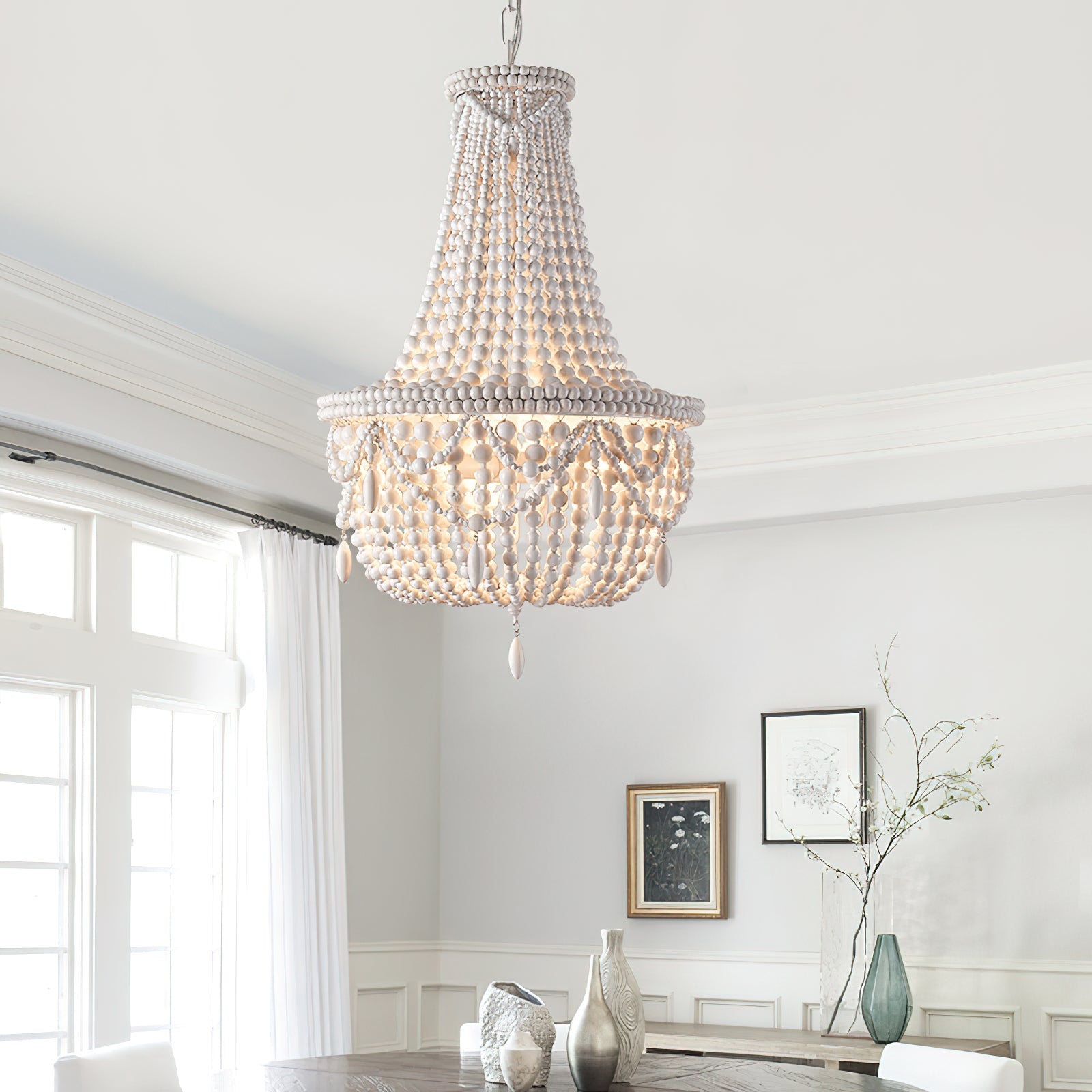 Eirikuvyu Postmodern Luxury Bead Metal Wood Chandelier