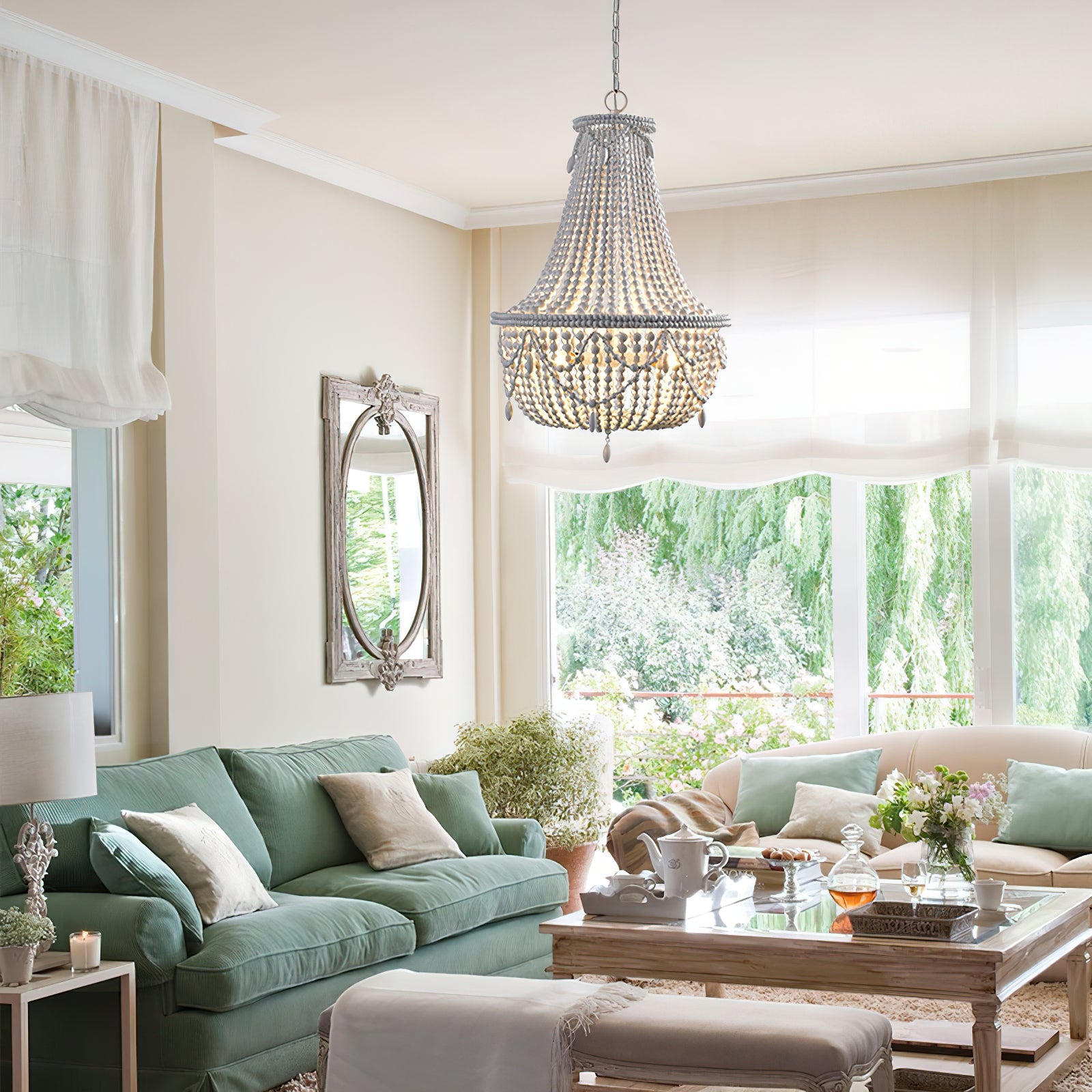 Eirikuvyu Postmodern Luxury Bead Metal Wood Chandelier