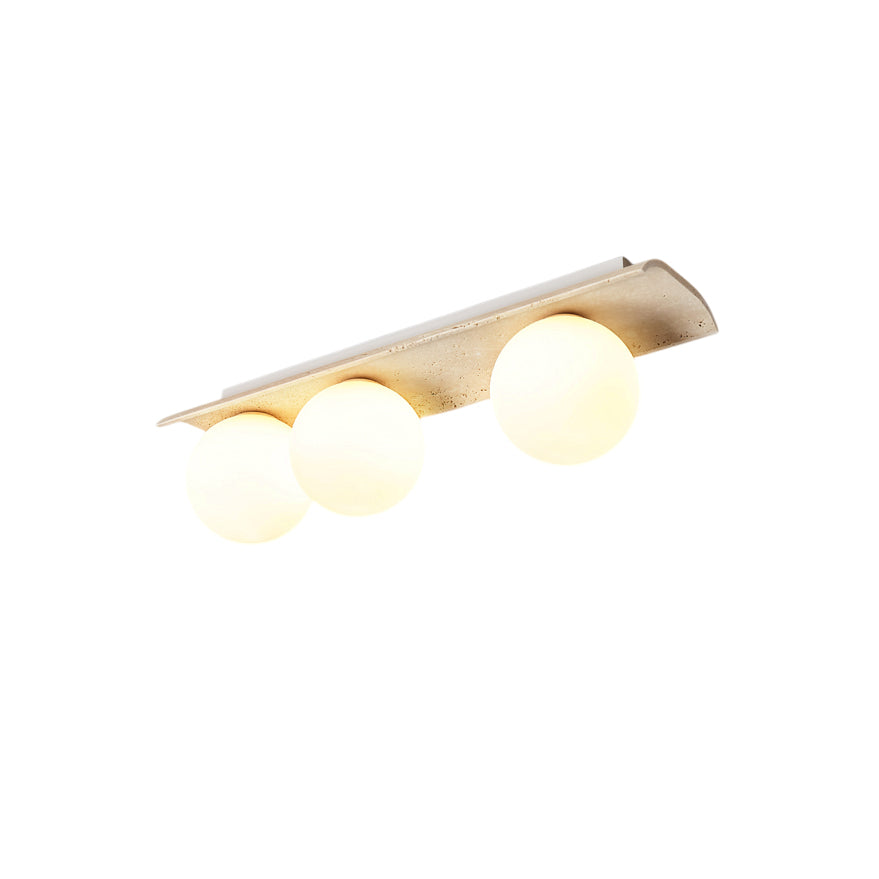Bianca Globe Modern Minimalist Travertine Glass Ceiling Lamp