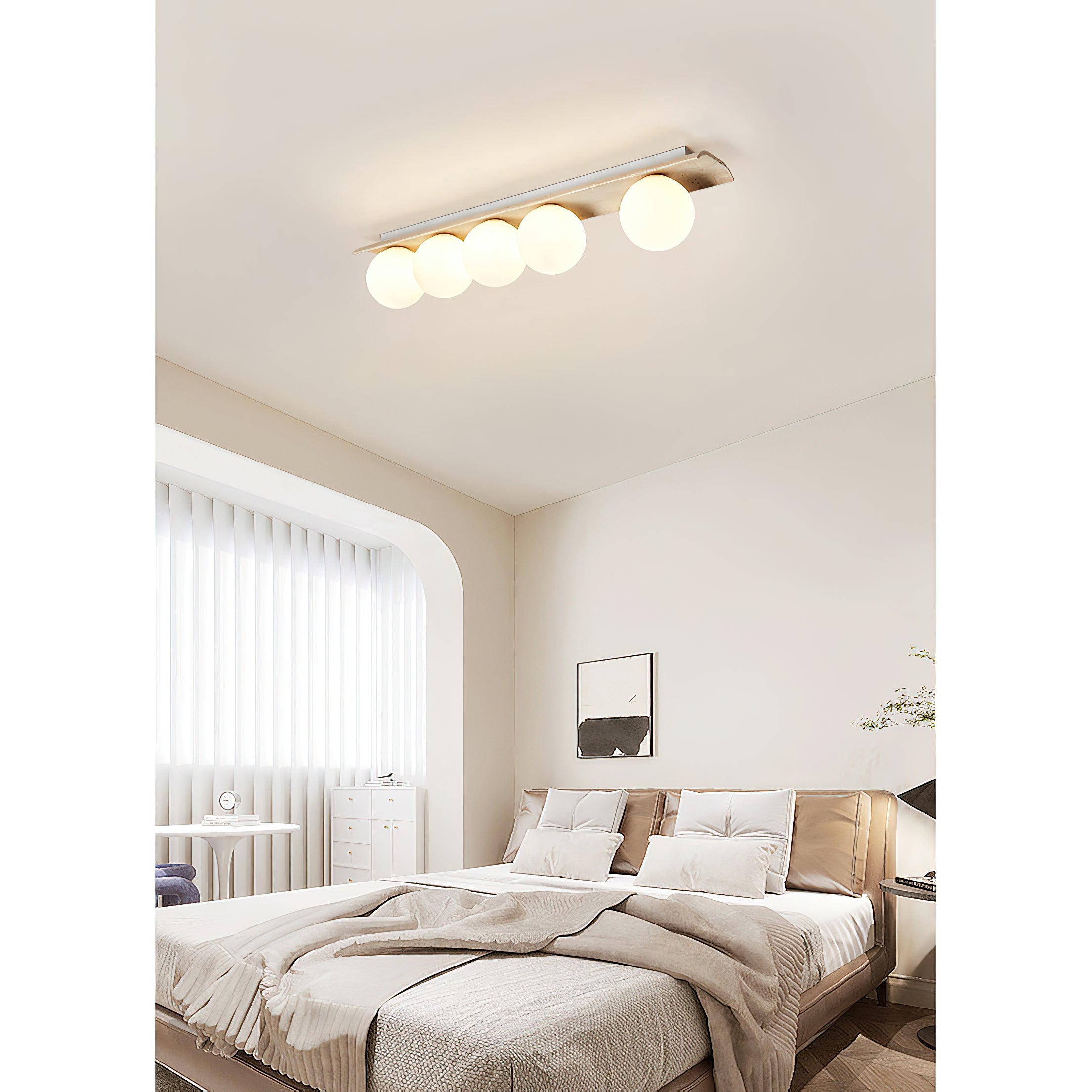 Bianca Globe Modern Minimalist Travertine Glass Ceiling Lamp