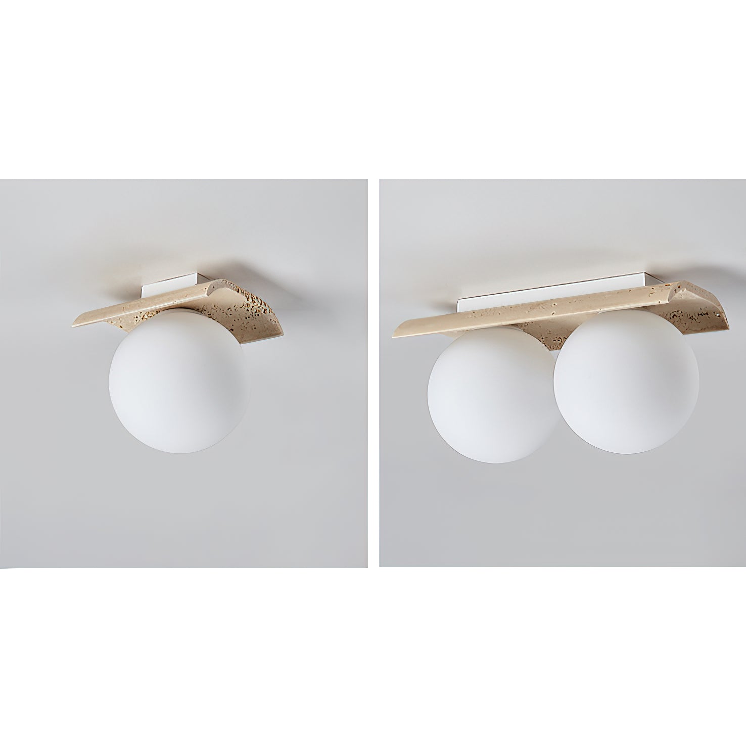 Bianca Globe Modern Minimalist Travertine Glass Ceiling Lamp