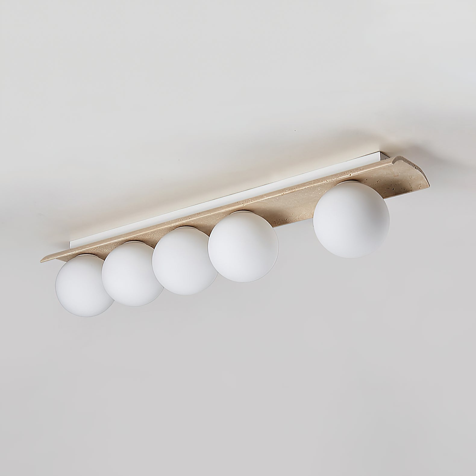 Bianca Globe Modern Minimalist Travertine Glass Ceiling Lamp
