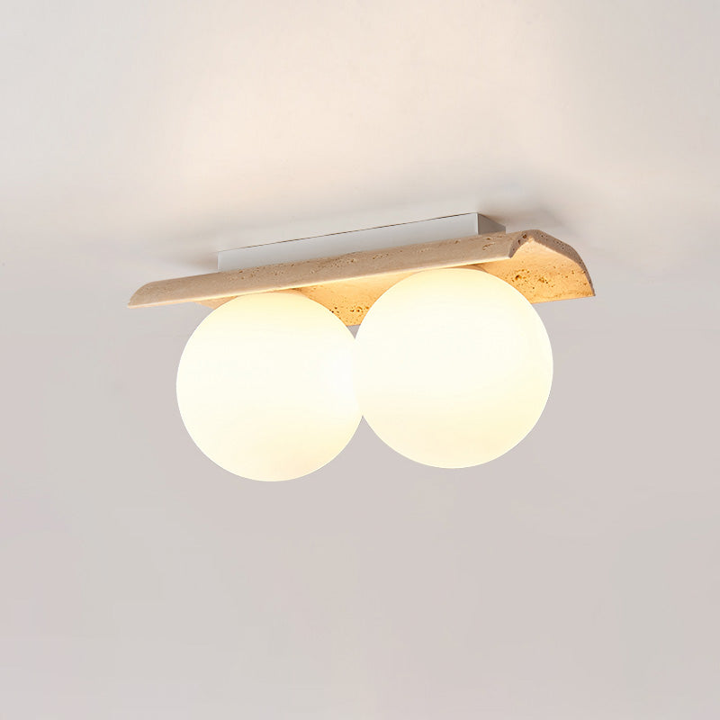 Bianca Globe Modern Minimalist Travertine Glass Ceiling Lamp