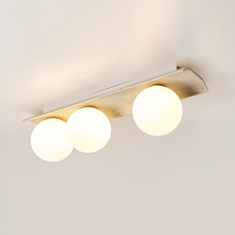 Bianca Globe Modern Minimalist Travertine Glass Ceiling Lamp