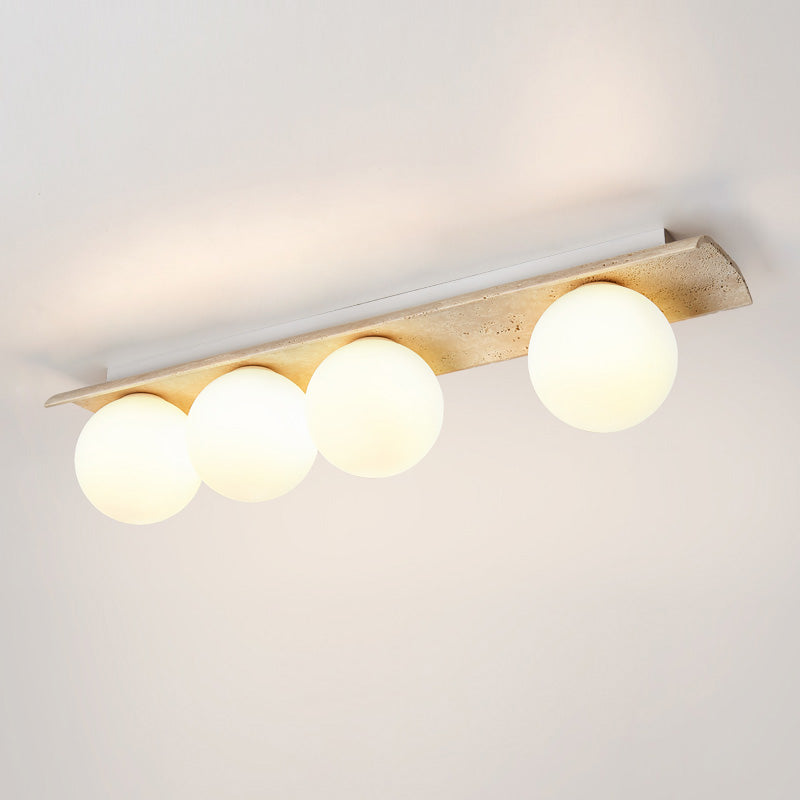 Bianca Globe Modern Minimalist Travertine Glass Ceiling Lamp