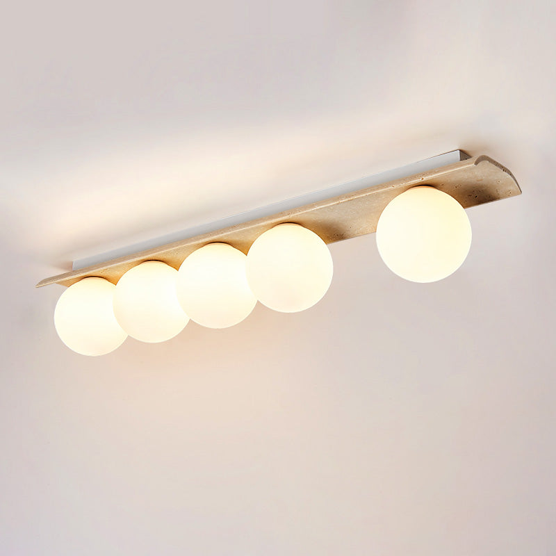 Bianca Globe Modern Minimalist Travertine Glass Ceiling Lamp