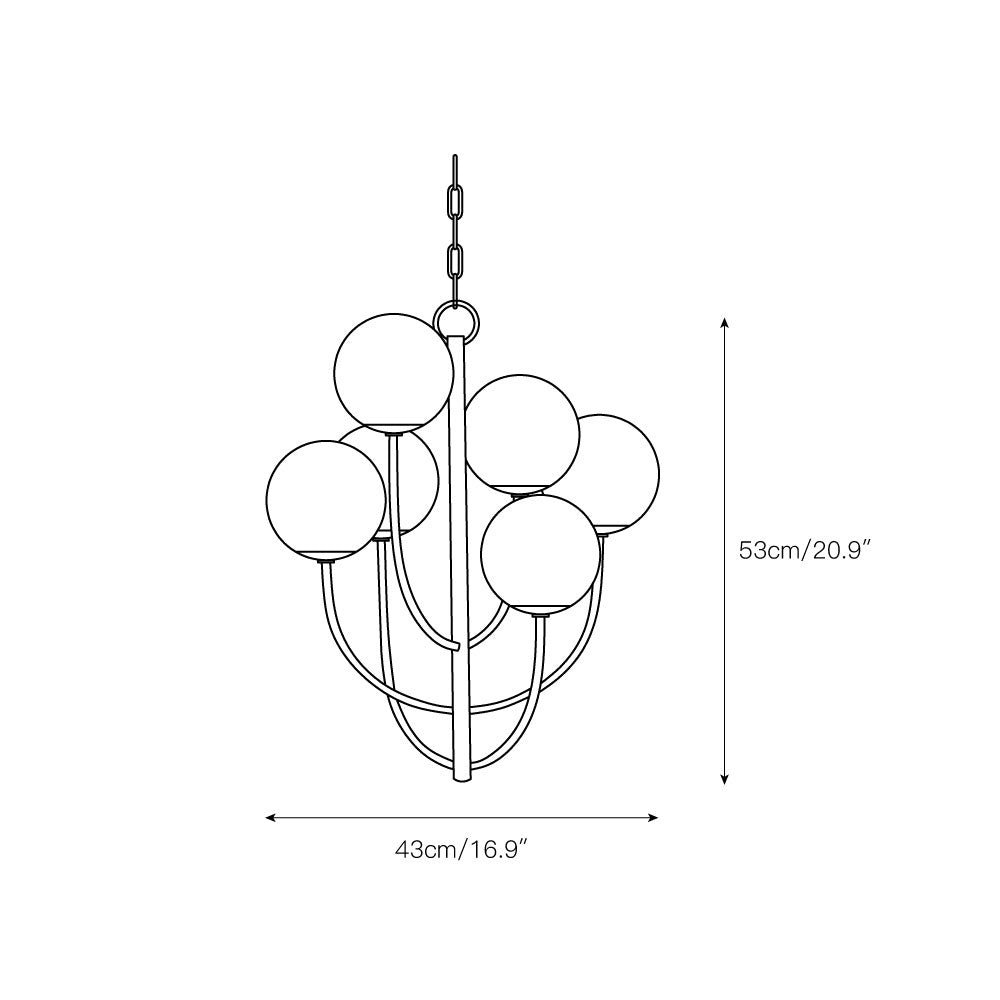 Kvennuvyu Modern Minimalist Metal Glass Chandelier - Lamp Copper