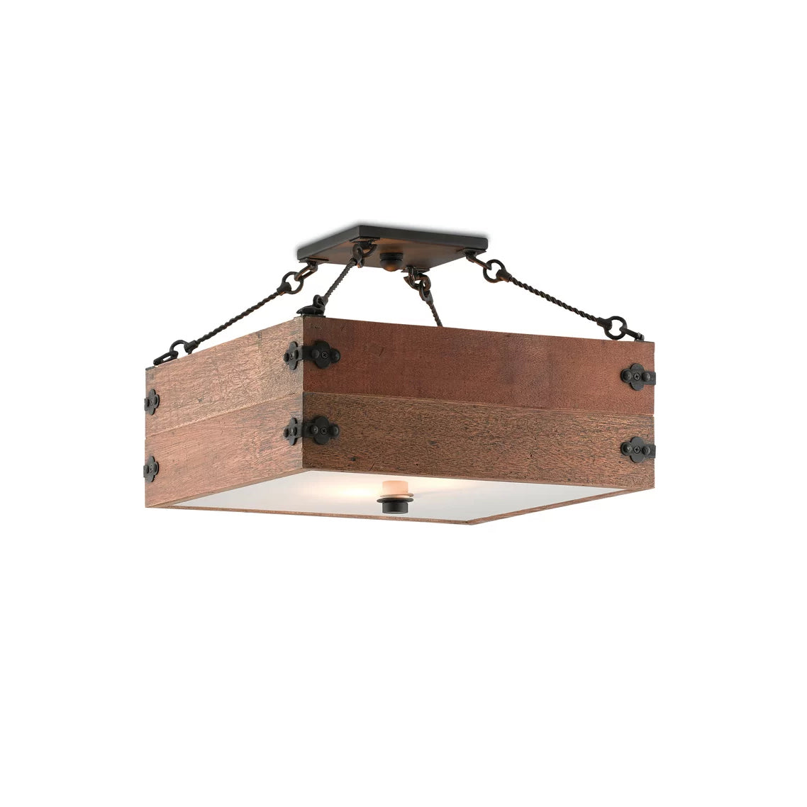 Ljomuvyu Vintage Industrial  Wooden Acrylic Semi-Flush Ceiling Lamp